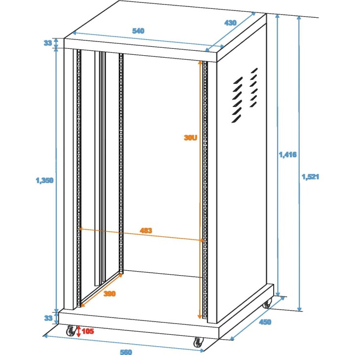 Roadinger - Steel Rack SR-19, 30U - Instalação Rack Fixa | Z-Bombilla