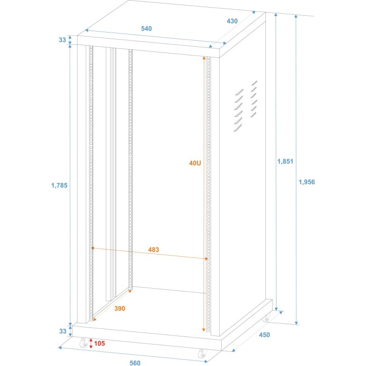 Roadinger - Steel Rack SR-19, 40U - Instalação Rack Fixa | Z-Bombilla