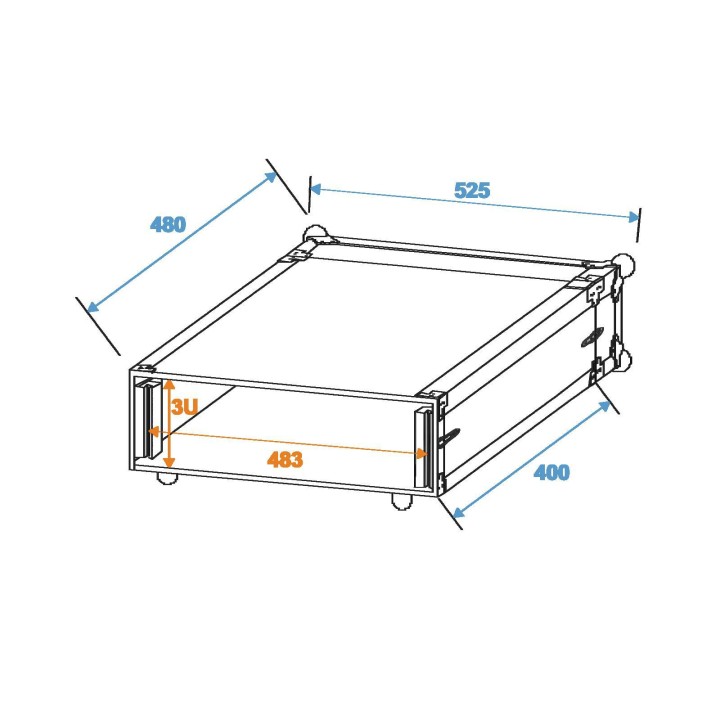 Roadinger - Effect Rack CO DD, 3U, 40cm deep, black - Caixa 19" | Z-Bombilla
