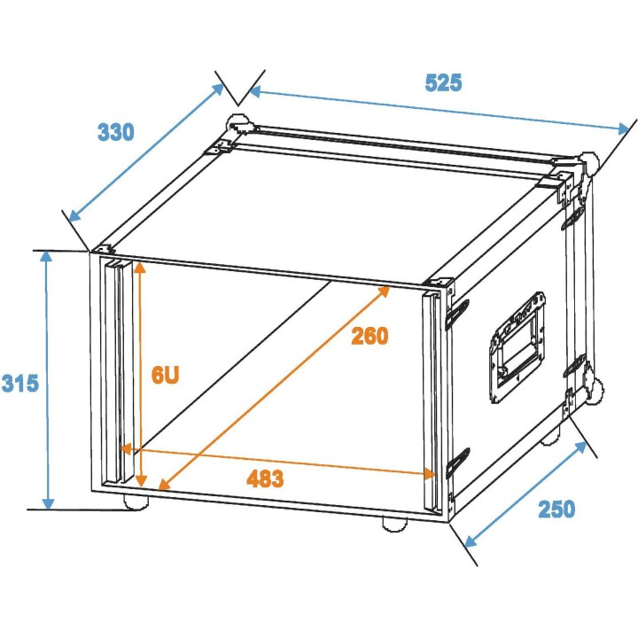 Roadinger - Effect Rack CO DD, 6U, 24cm deep, black - Caixa 19" | Z-Bombilla