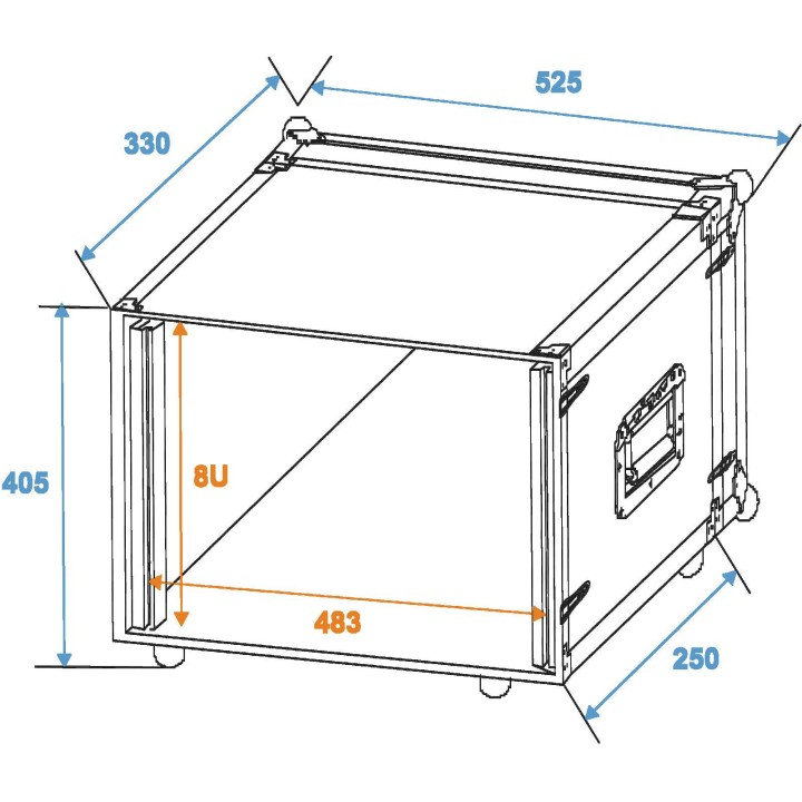 Roadinger - Effect Rack CO DD, 8U, 24cm deep, black - Custodie 19" | Z-Bombilla
