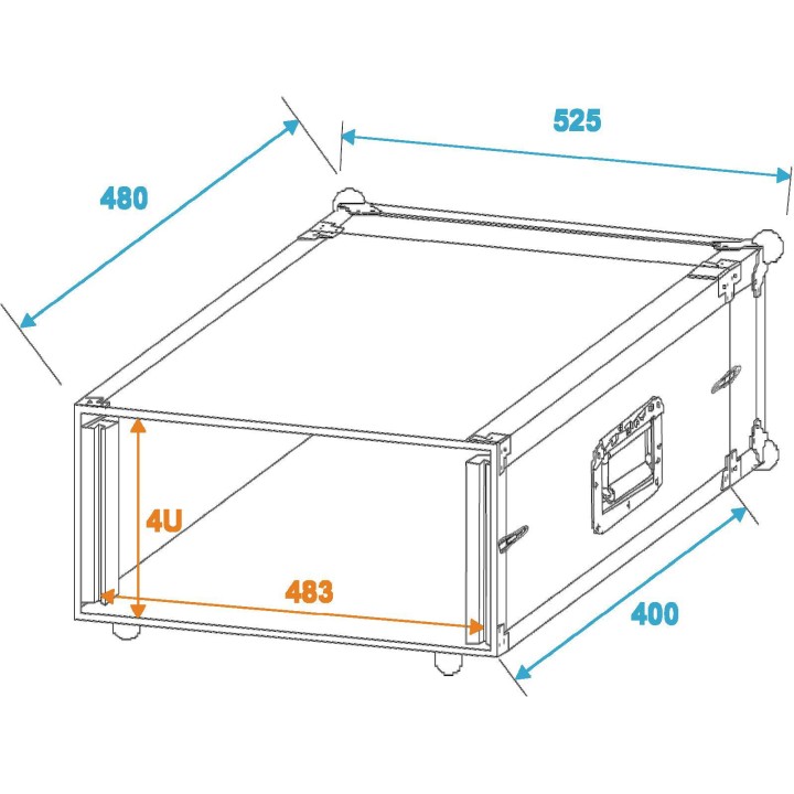 Roadinger - Effect Rack CO DD, 4U, 38cm deep, black - Caixa 19" | Z-Bombilla