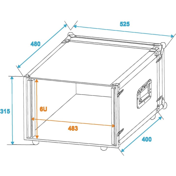 Roadinger - Effect Rack CO DD, 6U, 38cm deep, black - Caixa 19" | Z-Bombilla