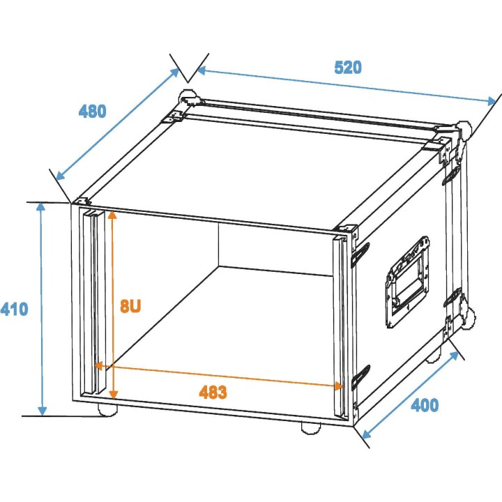 Roadinger - Effect Rack CO DD, 8U, 38cm deep, black - Caixa 19" | Z-Bombilla