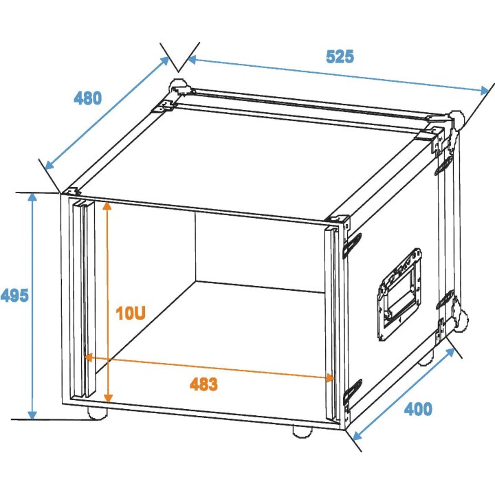 Roadinger - Effect Rack CO DD, 10U, 38cm deep, black - Caixa 19" | Z-Bombilla