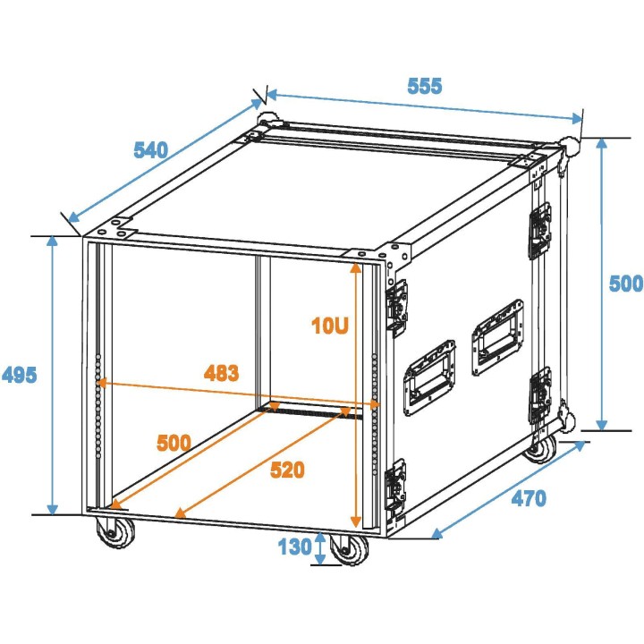 Roadinger - Rack Profi 10U 45cm with wheels - Caixa 19" | Z-Bombilla
