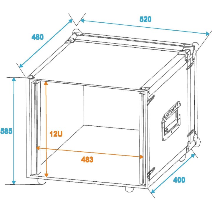 Roadinger - Effect Rack CO DD, 12U, 38cm deep, black - Caixa 19" | Z-Bombilla