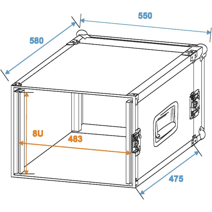 Roadinger - Amplifier Rack PR-2, 8U, 47cm deep - Caixa 19" | Z-Bombilla