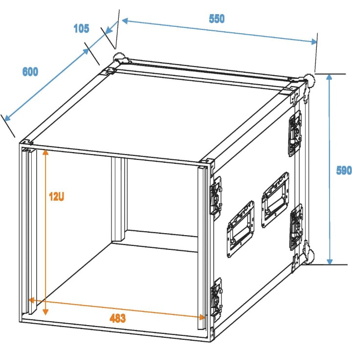 Roadinger - Amplifier Rack PR-2ST, 12U, 57cm deep - Caixa 19" | Z-Bombilla