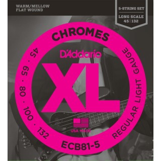 D'addario - ECB81-5 CHROMES BASS 5-STRING, LIGHT, LONG SCALE [45-132] - Bass String | Z-Bombilla