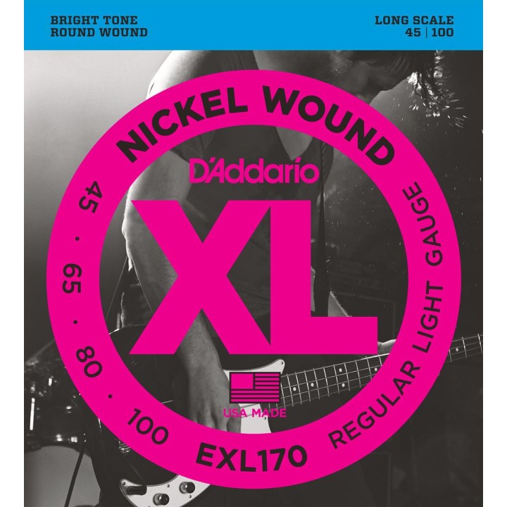 D'addario - EXL170 NICKEL WOUND BASS, LIGHT, LONG SCALE [45-100] - Bass String | Z-Bombilla
