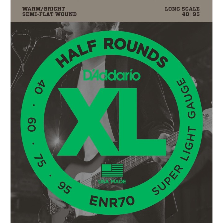 D'addario - ENR70 XL HALF ROUNDS SUPER LIGHT [40-95] - Bass String | Z-Bombilla