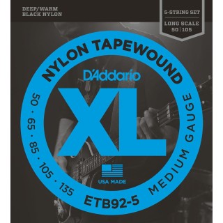 D'addario - ETB92-5 TAPEWOUND 5-STRING MEDIUM LONG SCALE [50-135] - Bass String | Z-Bombilla