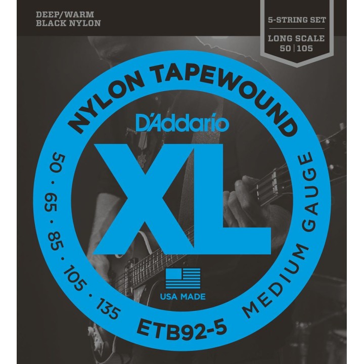 D'addario - ETB92-5 TAPEWOUND 5-STRING MEDIUM LONG SCALE [50-135] - Bass String | Z-Bombilla