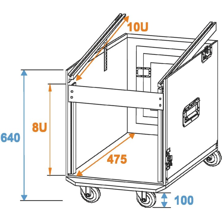 Roadinger - Special Combo Case Pro, 8U with wheels - Caixa 19" | Z-Bombilla