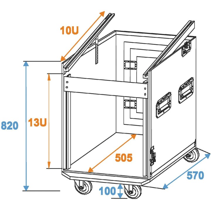 Roadinger - Special Combo Case Pro, 12U with wheels - Custodie 19" | Z-Bombilla