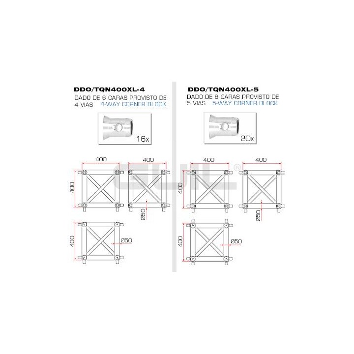Guil - DDO/TQN400XL-2 - 4 Points Aluminium Truss 40 x 40 cm | Z-Bombilla