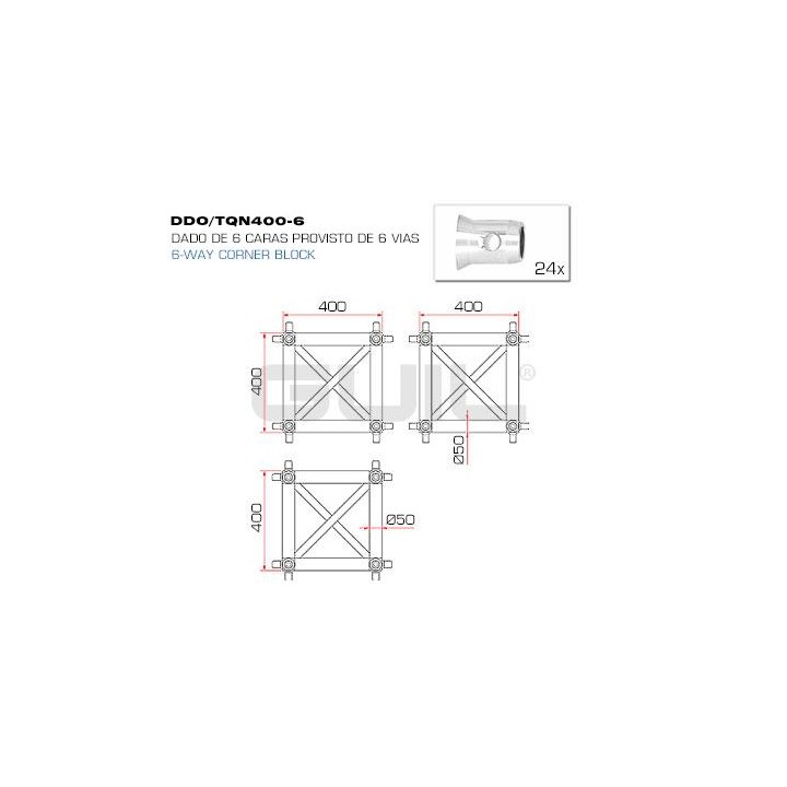 Guil - DDO/TQN400XL-3 - 4 Points Aluminium Truss 40 x 40 cm | Z-Bombilla