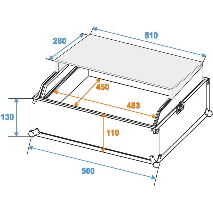 Roadinger - Mixer Case Pro LS-19 Laptop Tray bk - Caixa 19" | Z-Bombilla