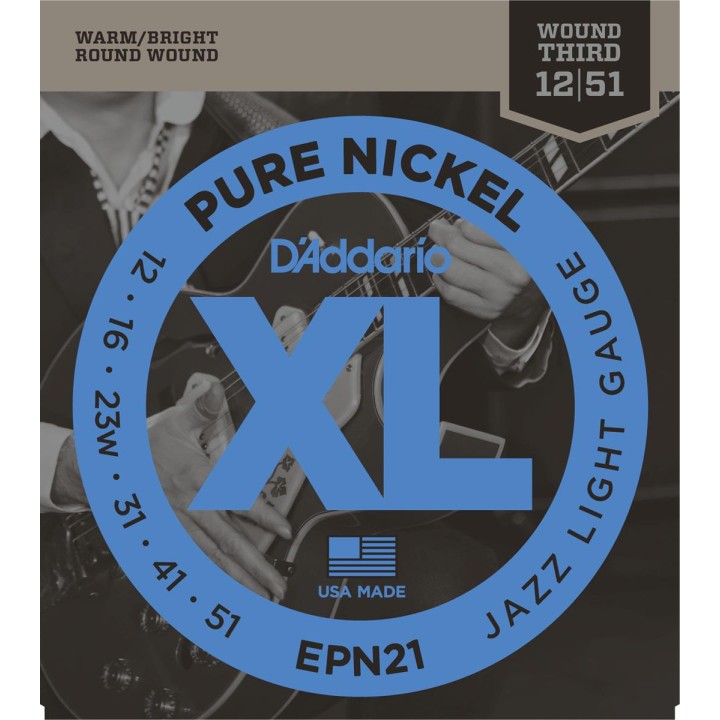 D'addario - EPN21 PURE NICKEL JAZZ LIGHT [12-51] - Electric Guitar String | Z-Bombilla