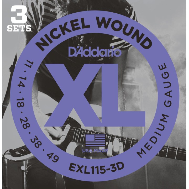 D'addario - EXL115-3D - XL BLUES/JAZZ ROCK [11-49] - Electric Guitar String | Z-Bombilla