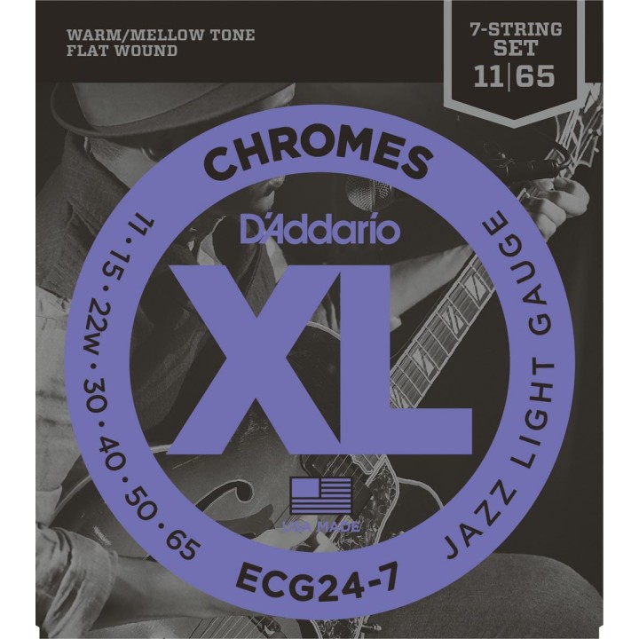 D'addario - ECG24-7 CHROMES JAZZ LIGHT 7 STRINGS [011-65] - Electric Guitar String | Z-Bombilla