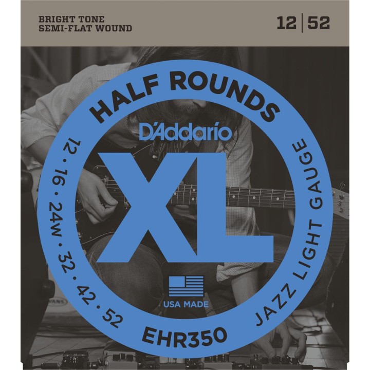 D'addario - EHR350 HALF ROUNDS JAZZ LIGHT [12-52] - Electric Guitar String | Z-Bombilla