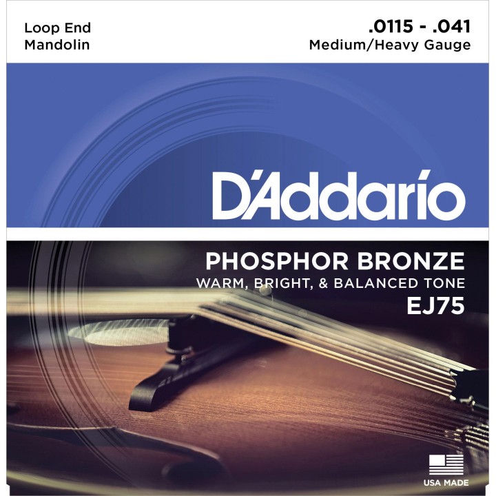 D'addario - EJ75 MANDOLIN STRINGS PHOSPHOR BRONZE MEDIUM/HEAVY [11.5-41] - Outros instrumentos | Z-Bombilla