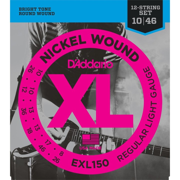 D'addario - EXL150 - XL 12 STRING REGULAR LIGHT [10-26] - Electric Guitar String | Z-Bombilla