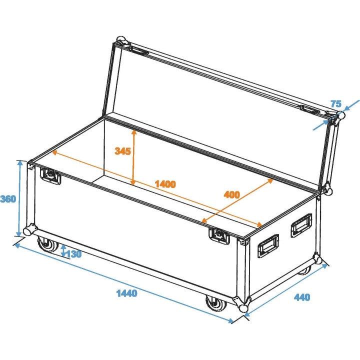 Roadinger - Universal Case Pro 140x40x40cm with wheels - Light Rack | Z-Bombilla