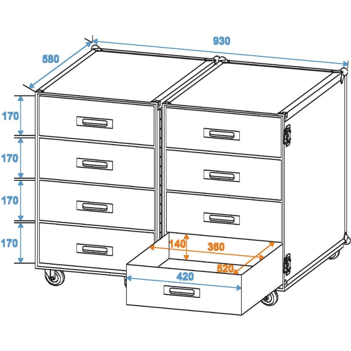Roadinger - Universal Roadie Case Double Drawer DD-2 - Diversos Racks | Z-Bombilla
