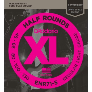 D'addario - ENR71-5 HALF ROUNDS 5-STRING BASS, REGULAR LIGHT, LONG SCALE [45-130] - Bass String | Z-Bombilla
