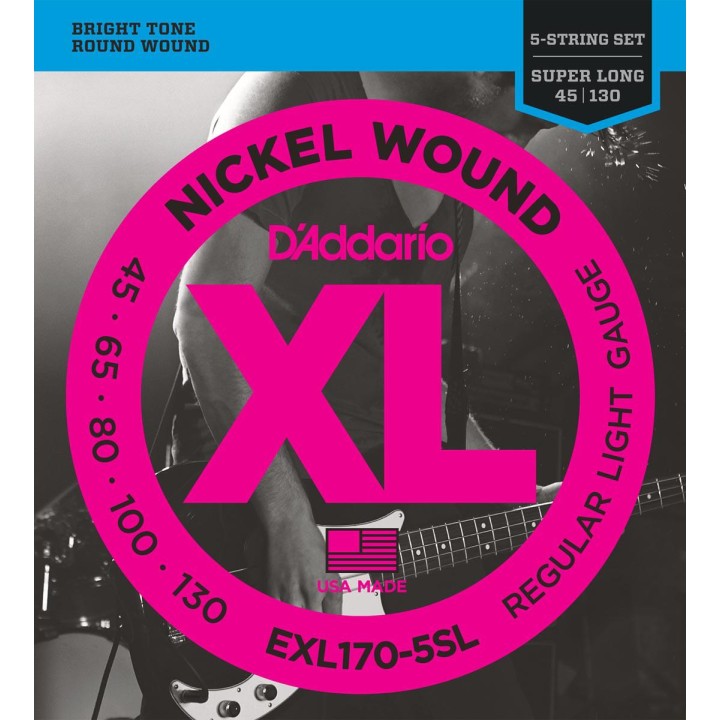 D'addario - EXL170-5SL 5-STRING BASS, LIGHT, SUPER LONG SCALE [45-130] - Bass String | Z-Bombilla