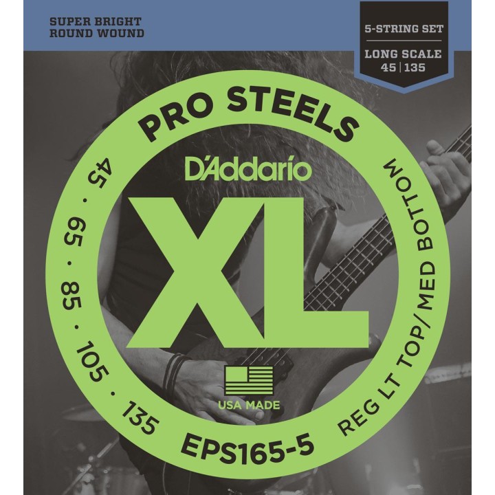 D'addario - EPS165-5 PROSTEELS 5-STRING BASS CUSTOM LIGHT LON SCALE [45-135] - Bass String | Z-Bombilla