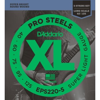 D'addario - EPS220-5 PROSTEELS SUPER LIGHT LONG SCALE [40-125] - Bass String | Z-Bombilla