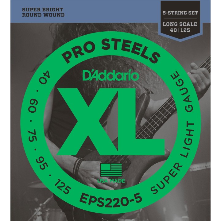 D'addario - EPS220-5 PROSTEELS SUPER LIGHT LONG SCALE [40-125] - Bass String | Z-Bombilla