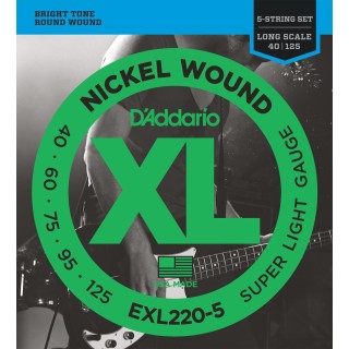 D'addario - EXL220-5 5-STRING BASS, SUPER LIGHT, LONG SCALE [40-125] - Bass String | Z-Bombilla