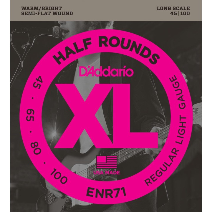 D'addario - ENR71 XL HALF ROUNDS REGULAR LIGHT [45-100] - Bass String | Z-Bombilla