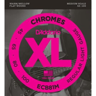 D'addario - ECB81M CHROMES BASS, LIGHT, MEDIUM SCALE [45-100 ] - Bass String | Z-Bombilla