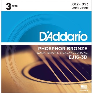 D'addario - EJ16-3D (PACK 3 JUEGOS) - Corda Guitarra acústica | Z-Bombilla