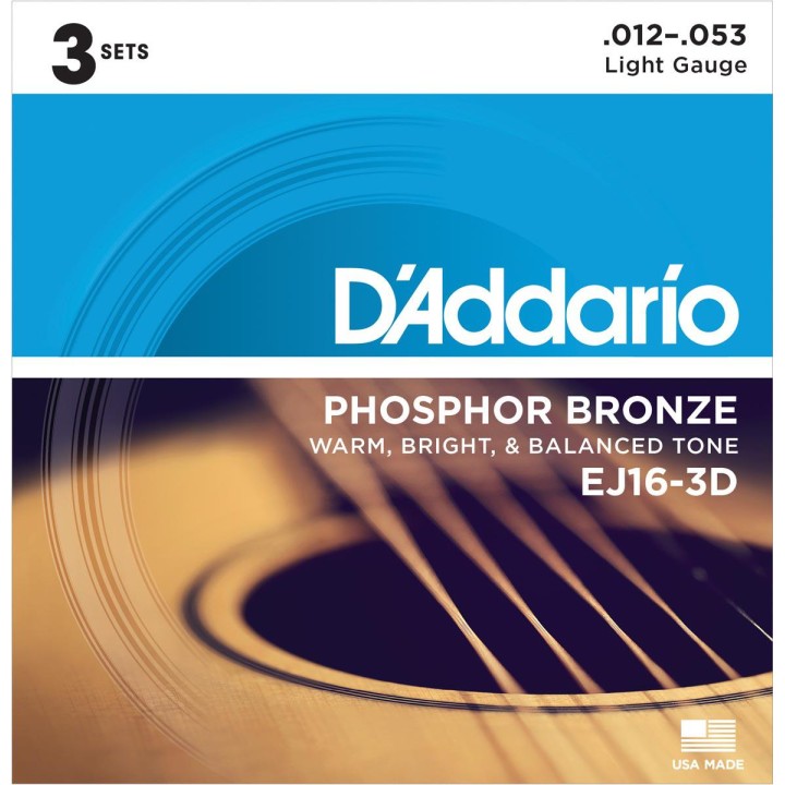 D'addario - EJ16-3D (PACK 3 JUEGOS) - Corda Guitarra acústica | Z-Bombilla
