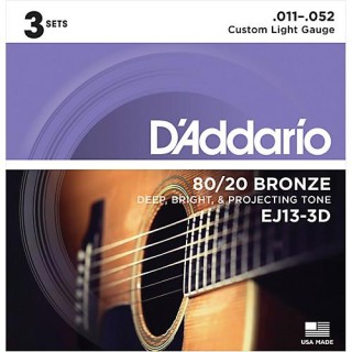 D'addario - EJ-13/3D (PACK DE 3 JUEGOS) - Corda Guitarra acústica | Z-Bombilla