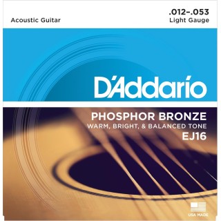 D'addario - EJ16 - PHOSPHOR BRONZE LIGHT [12-53] - Corda Guitarra acústica | Z-Bombilla