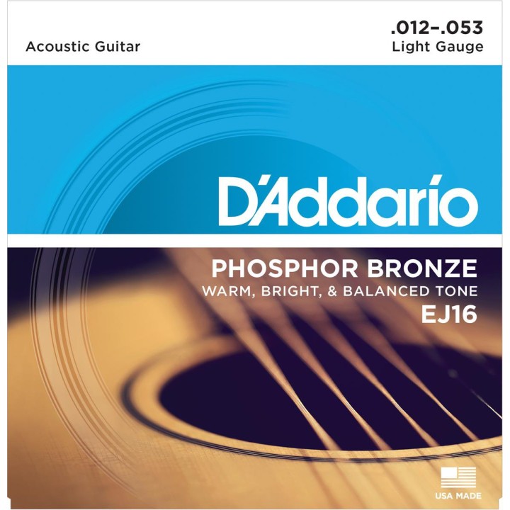 D'addario - EJ16 - PHOSPHOR BRONZE LIGHT [12-53] - Cuerda Guitarra acústica | Z-Bombilla
