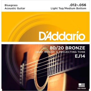 D'addario - EJ14 - 80/20 BRONZE CUSTOM LIGHT [12-56] - Corda Guitarra acústica | Z-Bombilla