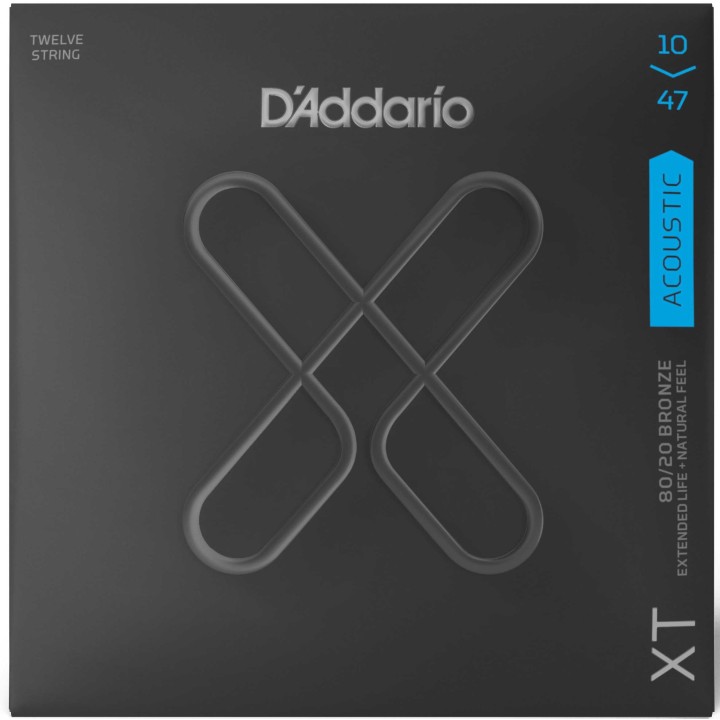 D'addario - XTABR1047-12 ACOUSTIC GUITAR 80/20 XT COATED 12 STRINGS - Corda Guitarra acústica | Z-Bombilla