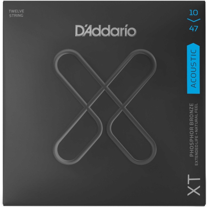 D'addario - XTAPB1047-12 ACOUSTIC GUITAR PHOSPHOR BRONZE XT COATED 12 SRTRINGS - Cuerda Guitarra acústica | Z-Bombilla