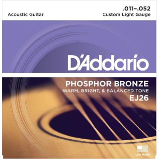 D'addario - EJ26 - PHOSPHOR BRONZE CUSTOM LIGHT [11-52] - Corda Guitarra acústica | Z-Bombilla