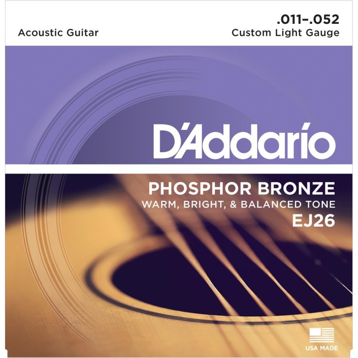 D'addario - EJ26 - PHOSPHOR BRONZE CUSTOM LIGHT [11-52] - Corda Guitarra acústica | Z-Bombilla