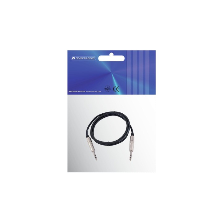 Omnitronic - Jack cable 6.3 stereo 1m bk ROAD - Cable d'Àudio - Jack - Jack | Z-Bombilla